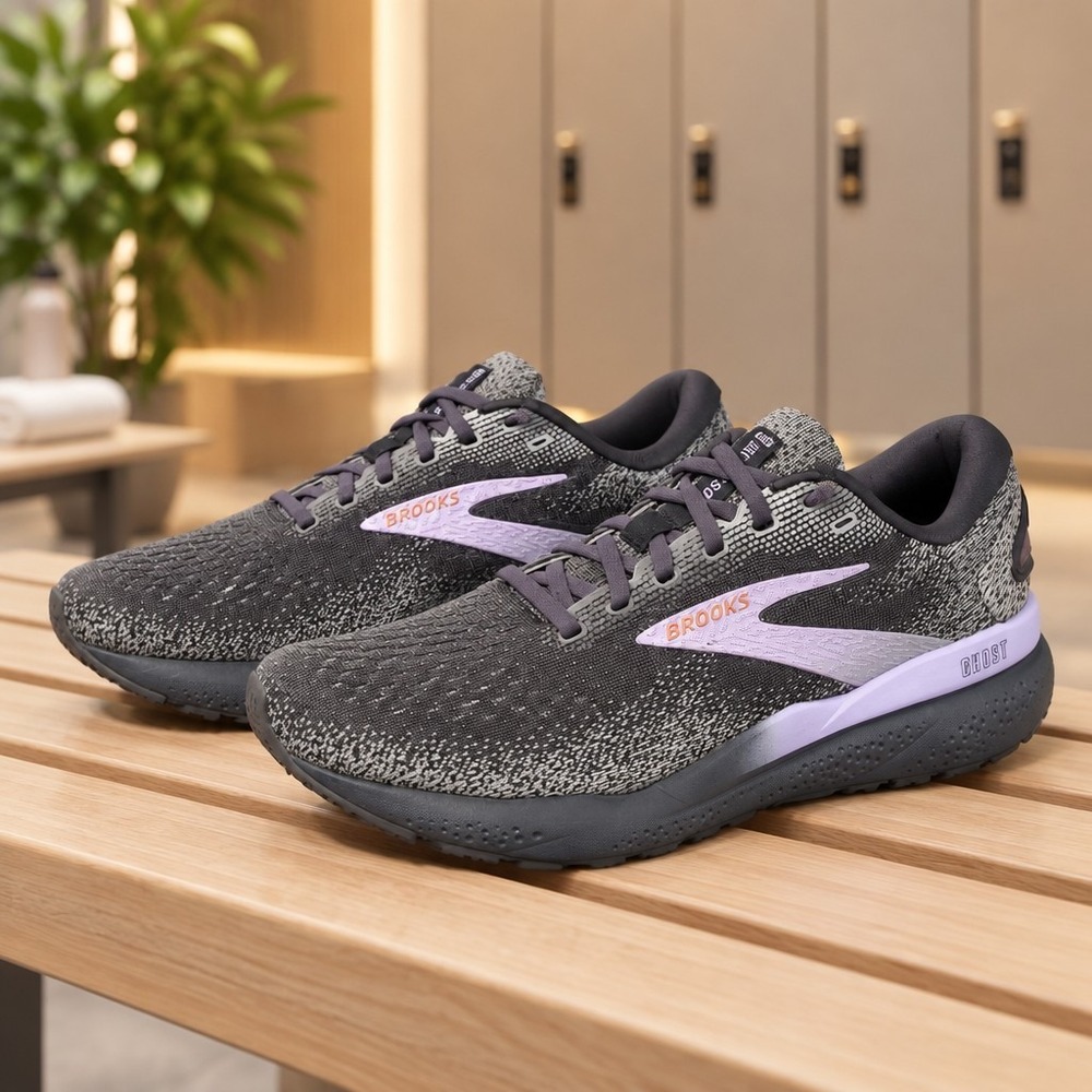 Brooks Ghost 16 Womens Size 9.5 Black Purple Athletic Running Shoes Sneakers